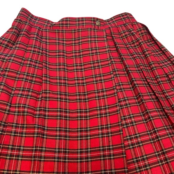 Vintage Principles Red Plaid Pleated Skirt-Vintage size 12-Flap over style. - Picture 2 of 9